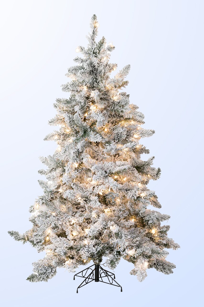 5ft Prelit Alpine Spruce holiday display Christmas Tree with Warm White LED Lights